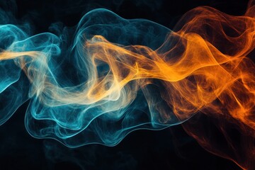 Obraz premium Abstract composition of colorful smoke swirling dynamically against a dark background