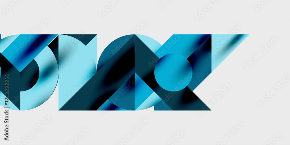 Poster modern abstract background featuring circles, lines, and triangles in a dynamic geometric compositio