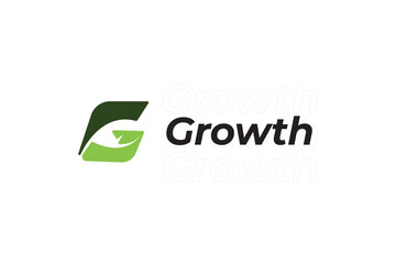 G letter and leaf growth logo design. Abstract logo design