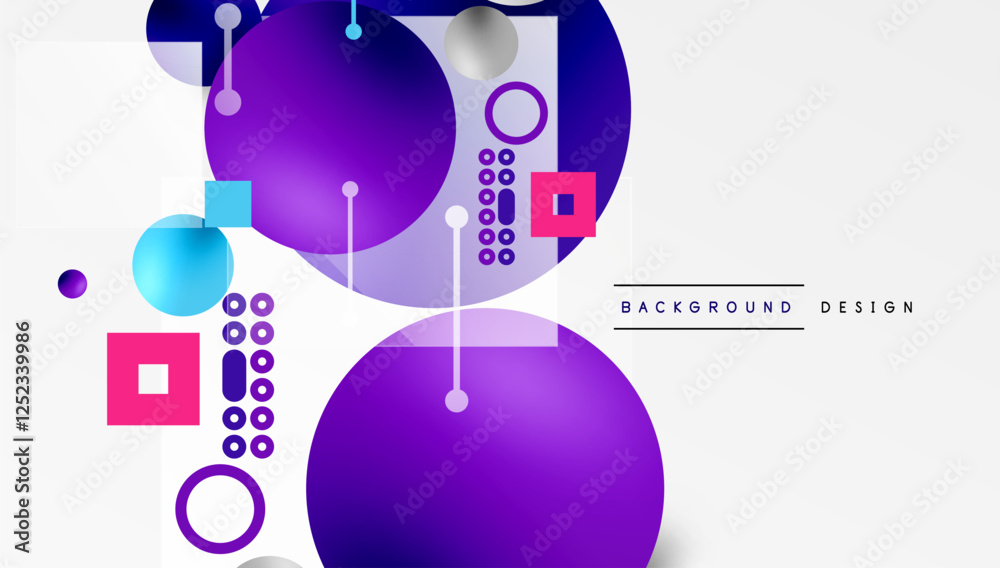 Poster Minimalistic abstract vector design, layered geometric shapes circles, squares, and triangles with soft pastel gradients and semi-transparent effects. Perfect for contemporary use