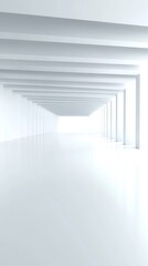 Obraz premium Abstract White Corridor Recedes Softly into Light. AI Generated