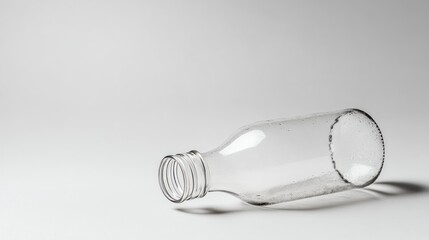 Empty glass bottle on white background; product packaging design