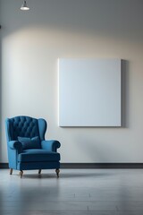 Mockup of a Blank White Canvas on a Wall with Sofa Interior Perfect for Showcasing Your Designs in a Stylish Setting