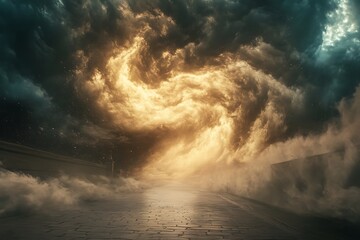 Fototapeta premium Sun rays and clouds background.