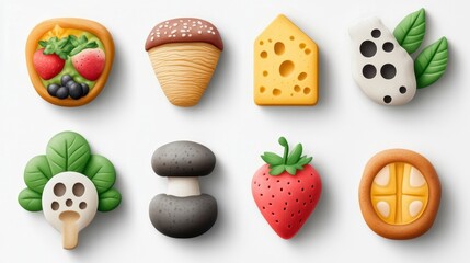 Fototapeta premium Colorful Food Icons Set