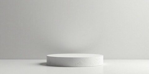 Simple White Circular Pedestal on a Minimalist Background, Ideal for Product Display or Presentation
