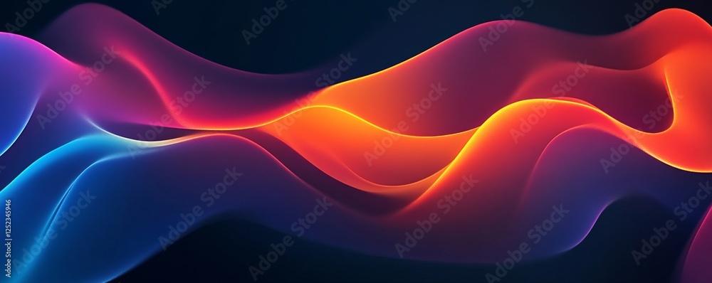 Poster Abstract colorful wave pattern with vibrant gradient flow, digital art. Futuristic design and creativity concept
