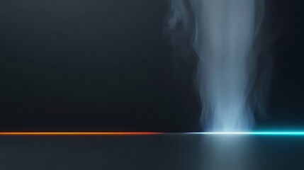 Abstract glowing lines softly illuminate dark smoky void. AI Generated