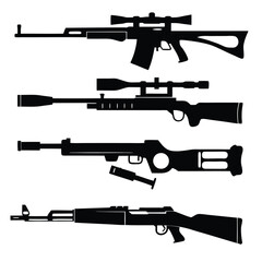 Rifle and Gun Silhouettes Military and Tactical Firearm Set