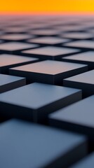Abstract Grey Cubes Sunset Warm Light. AI Generated