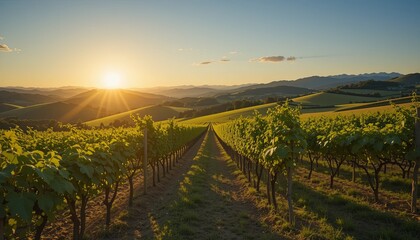 Fototapeta premium Sunrise vineyard landscape napa valley photography scenic aerial nature's beauty