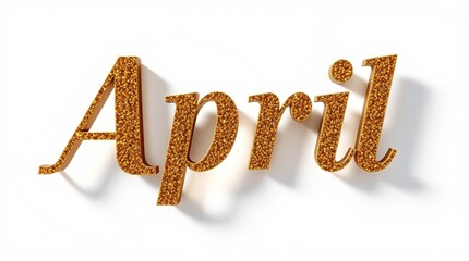 word April in gold with sparkles on white background