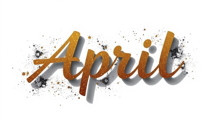 word April in gold with sparkles on white background