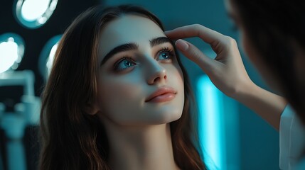 Fototapeta premium Close-Up of Female Face with Pre-Surgery Markings