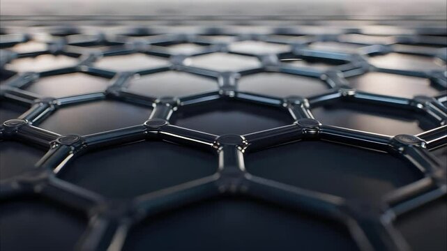 A close-up view of a textured surface resembling a hexagonal lattice, often associated with materials like graphene.