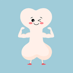 Cute strong bone cartoon character. Healthy bone.