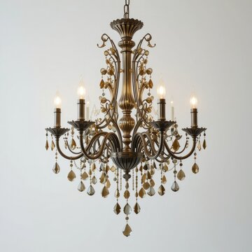recommend clip art: PNG Elegant antique crystal chandelier on white background