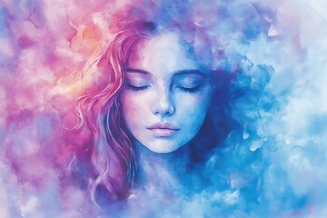 Fototapeta premium Abstract watercolor painting of a woman