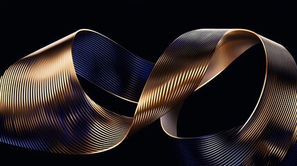 Abstract Gold And Blue Swirling Ribbon Design