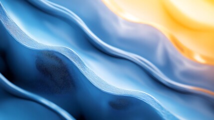 Obraz premium Abstract Blue Gold Waves Soft Light. AI Generated