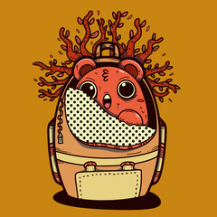 A Cute Bear hide inside a ransel