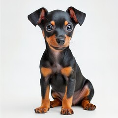 Miniature pinscher on white background