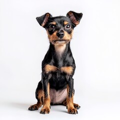 Miniature pinscher on white background