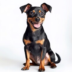 Miniature pinscher on white background
