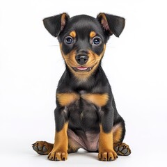 Miniature pinscher on white background