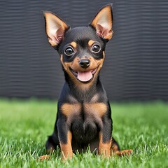 Beautiful cute little miniature pinscher dog outdoors
