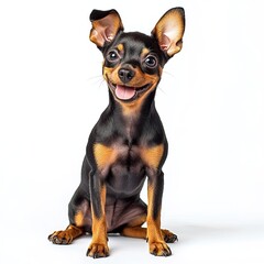 Miniature pinscher on white background