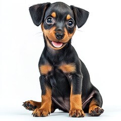 Miniature pinscher on white background