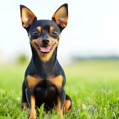 Beautiful cute little miniature pinscher dog outdoors
