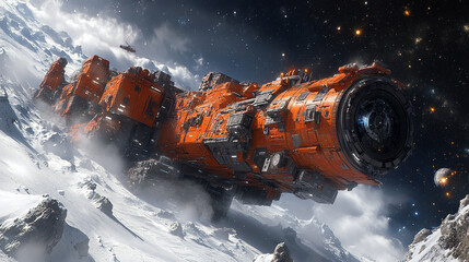 A futuristic robotic crane for space construction with mechanical arms extending outward, symbolizing technological advancement and the future of space exploration, in a bright modern tone.robotic 