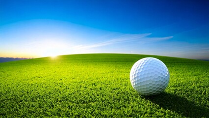 ゴルフのイメージ ゴルフボール 青空 芝生 おしゃれ 背景素材 チラシ・バナー・動画素材 AI生成素材