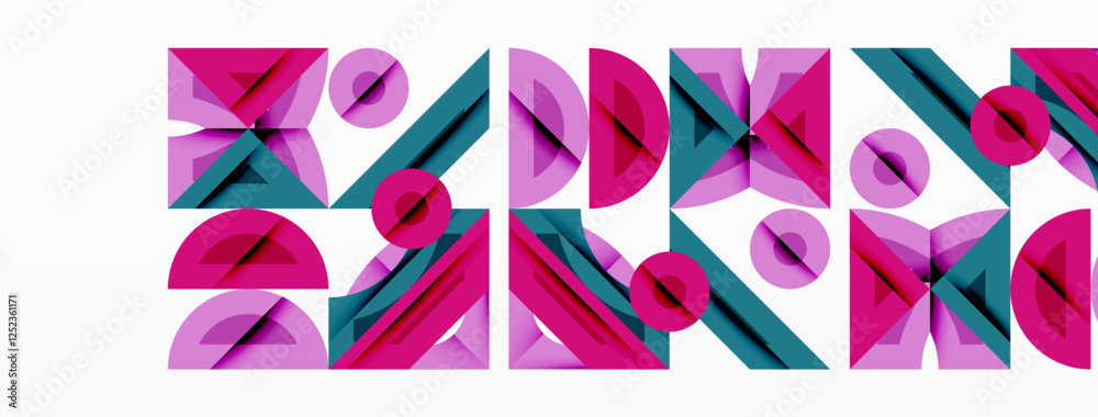 Aufkleber Abstract geometric background with shapes, featuring circular and rounded elements. Bold contrast, smooth gradients, dynamic composition, futuristic style