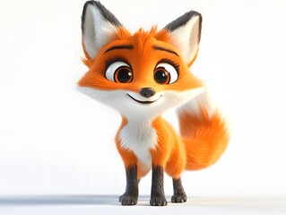 Fototapeta premium 3D animation style of a charming, playful red fox character