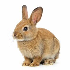 Fototapeta premium Bunny rabbit sitting in front of white background 