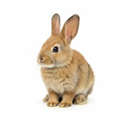 Obraz premium Bunny rabbit sitting in front of white background 