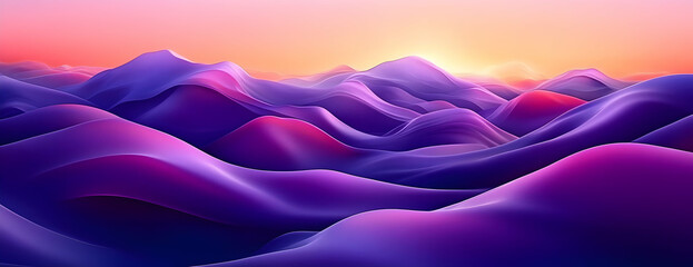 Fototapeta premium Purple sunset hills, digital art