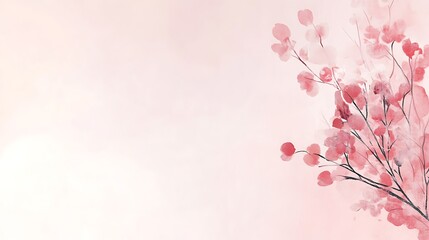Fototapeta premium Delicate Watercolor Painting of Pink Blossoms on Branches