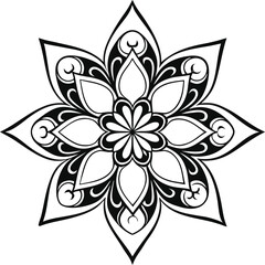 black and white flower type mandala