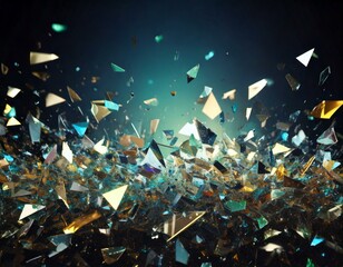 砕け散るガラス片が飛び散り、キラキラ輝く美しいイラスト背景素材