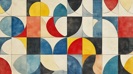 Fototapeta premium Abstract Geometric Tile Composition In Vibrant Hues
