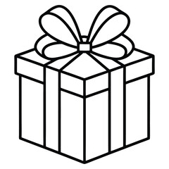Gift Box Outline Icon Black and White Vector. Black line art gift box, surprise, celebration, birthday, holiday, festive, Christmas, anniversary on white background