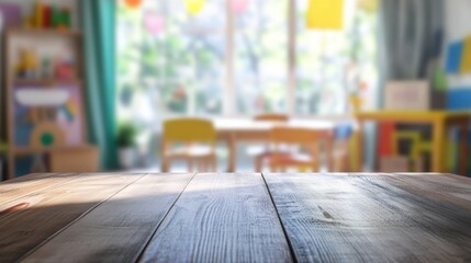 Desk setup in a blurred children's room background for adaptable displays.