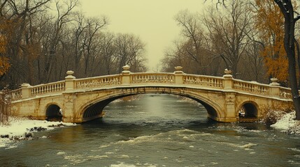 Fototapeta premium Stone Bridge in Winter Wonderland