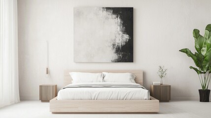 Modern Minimalist Bedroom Design with Neutral Tones and Art