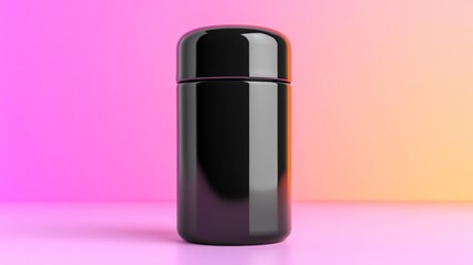 Minimalist Black Thermos on Gradient Background. Generative AI