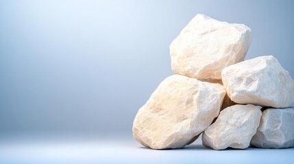 Realistic Image of Chalky White Rocks on a Plain Background. Generative AI